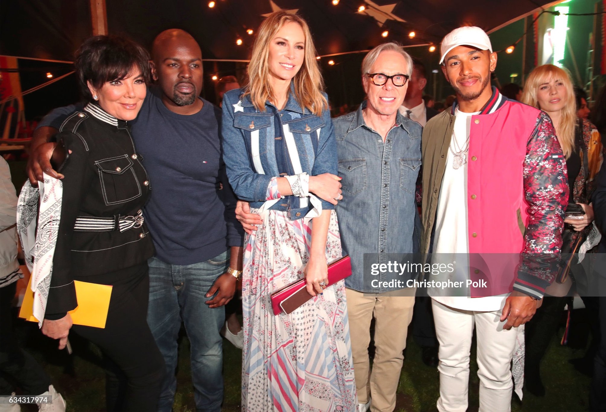 TV personality Kris Jenner, Corey Gamble, Dee Ocleppo, fashion designer Tommy Hilfiger and Lewis Hamilton attend the Tommy Hilfiger Spring 2017 Fashion Show in Venice, California, on 08 February 2017. 