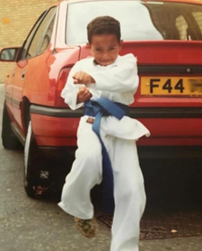 A young Lewis Hamilton.