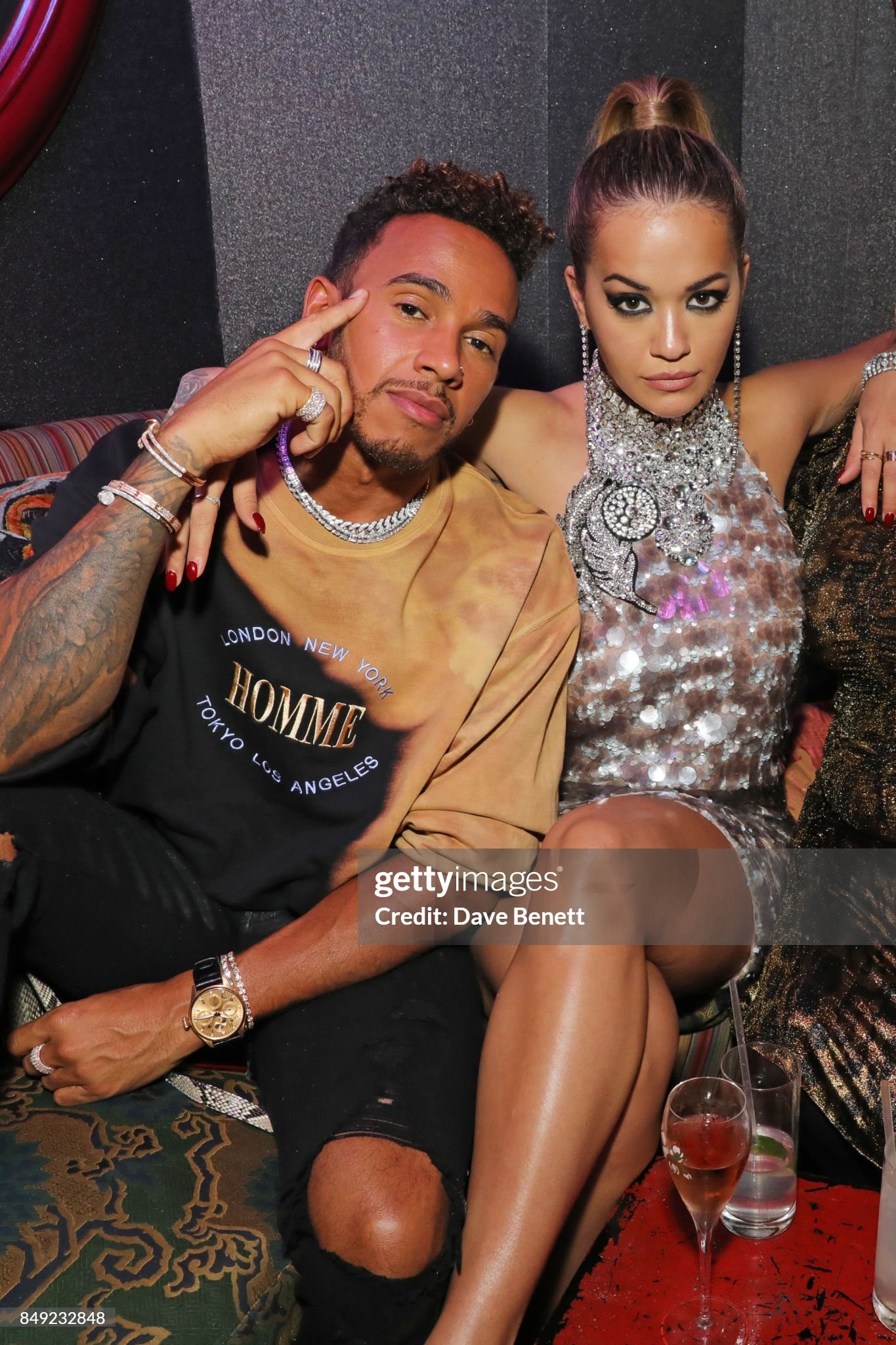 Lewis Hamilton and Rita Ora attend the LOVE magazine Miu Miu London Fashion Week Party on September 18, 2017. 