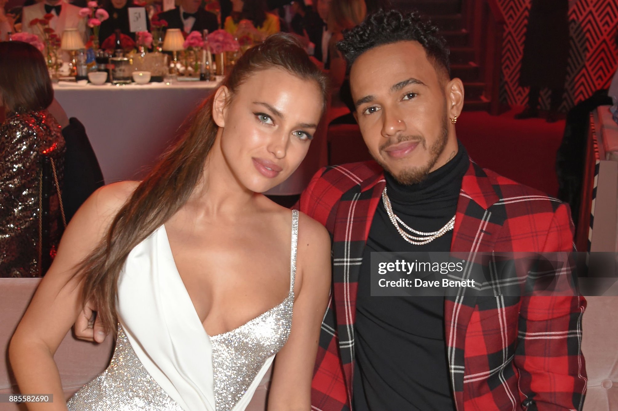 Lewis Hamilton and Irina Shayk attend a drinks reception ahead of The Fashion Awards 2017 at Royal Albert Hall in London, England, on 04 December 2017. 