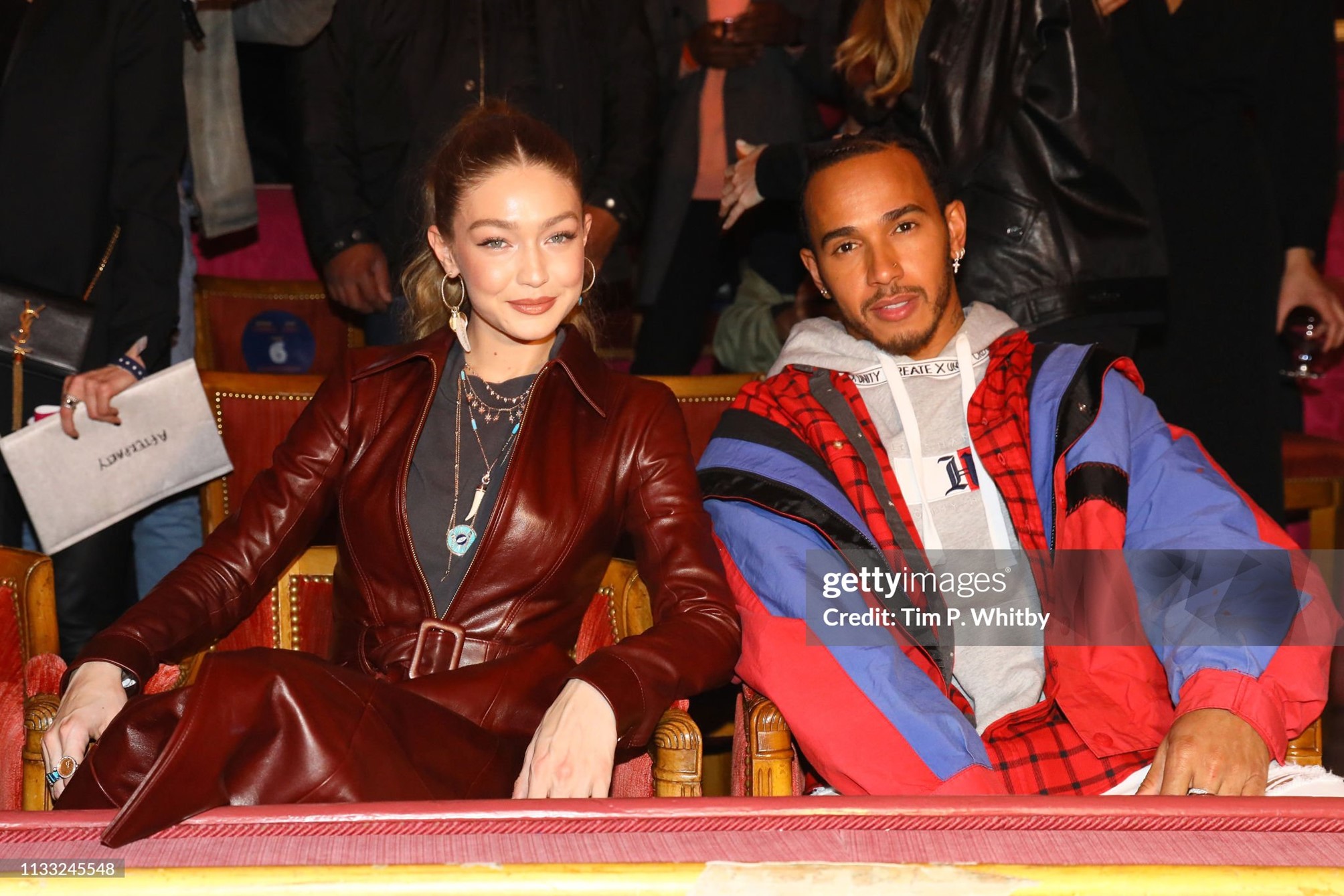 Gigi Hadid and Lewis Hamilton attend the Tommy Hilfiger TOMMYNOW Spring 2019 and Tommy X Zendaya premieres at Theatre des Champs-Elysees in Paris, France, on 02 March 2019. 