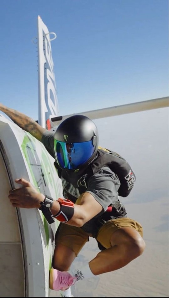 Lewis Hamilton goes skydiving on December 22, 2023. 