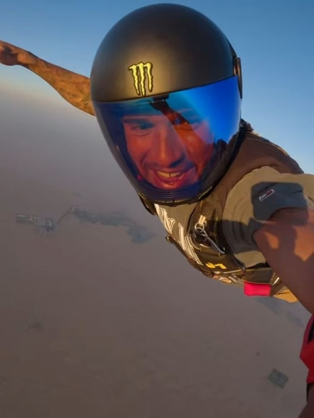 Lewis Hamilton goes skydiving on December 22, 2023. 