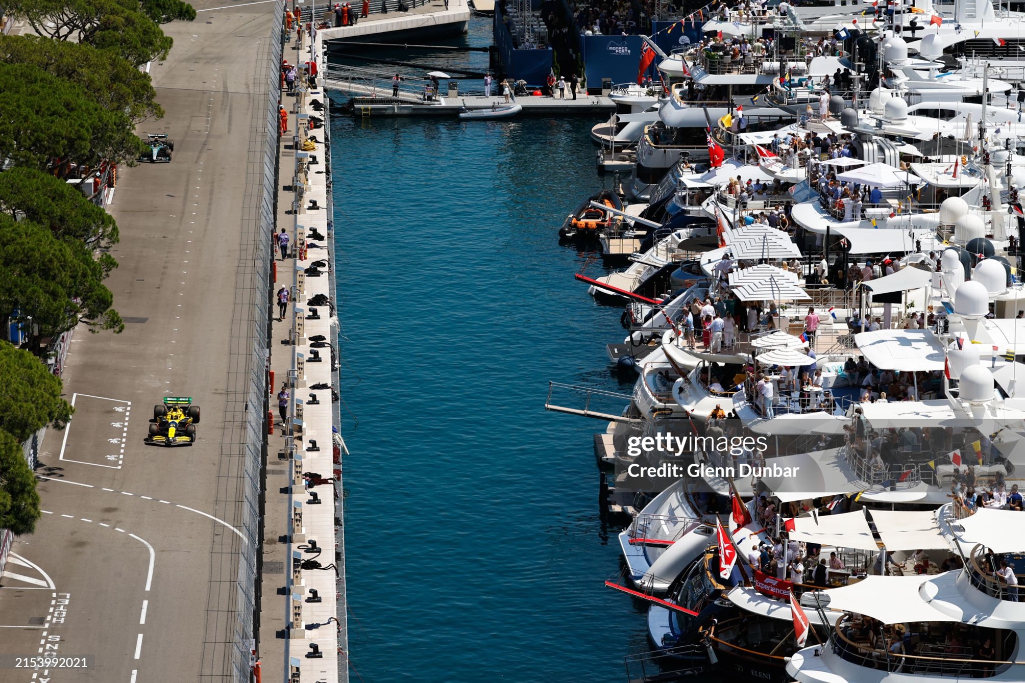 Oscar Piastri, McLaren MCL38, leads Lewis Hamilton, Mercedes F1 W15, during practice at the F1 Grand Prix of Monaco on May 25, 2024. 