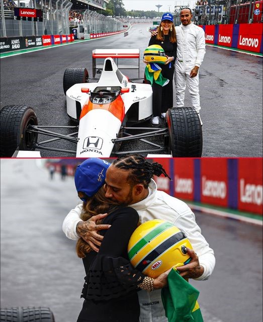 Lewis Hamilton got to do that run in Ayrton Senna's car in front of the Brazilian's sister Viviane.