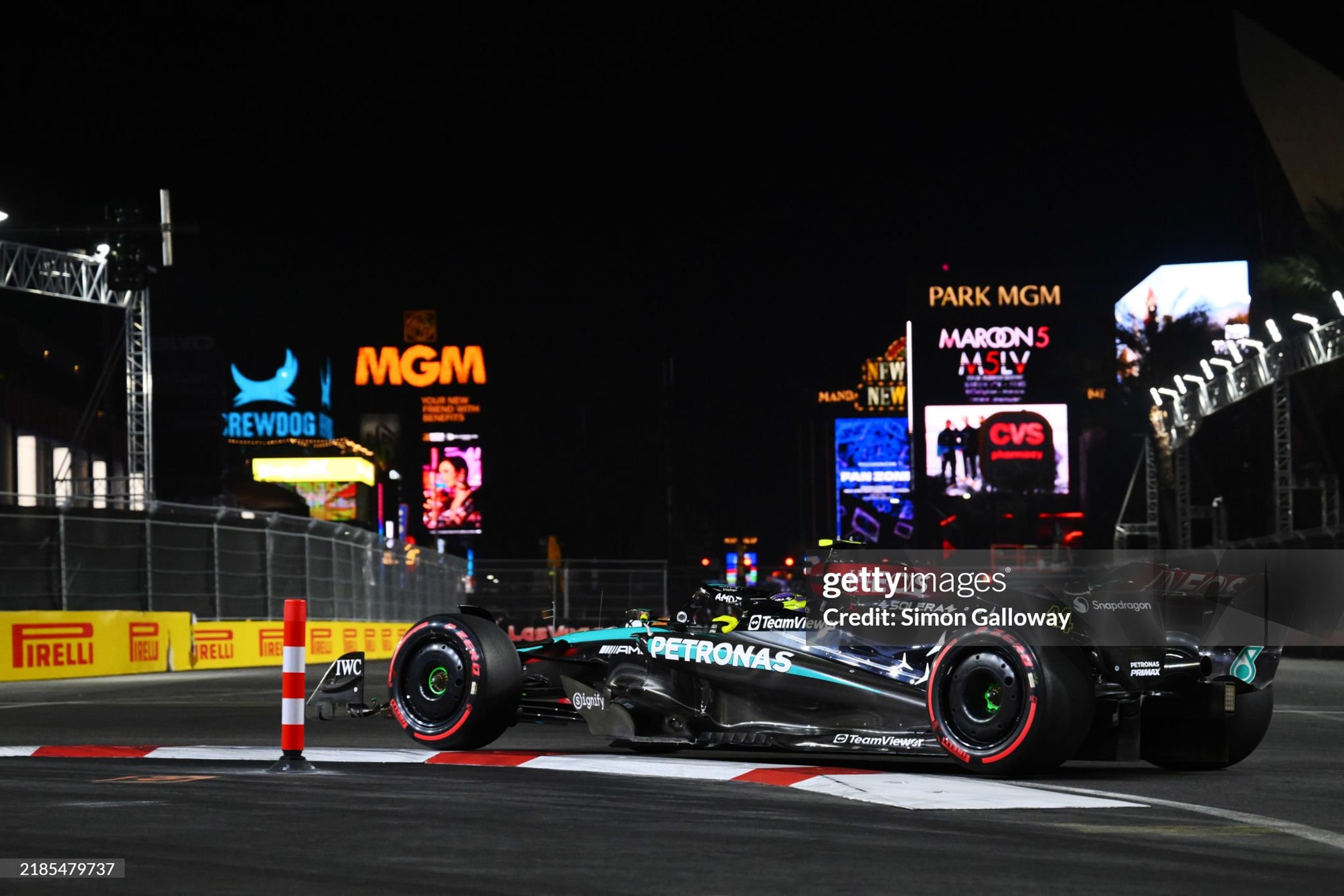 Lewis Hamilton during qualifying for the F1 Grand Prix of Las Vegas at Las Vegas Strip Circuit on November 22, 2024. 