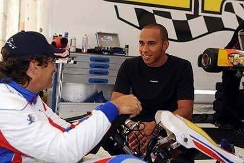 Alex Zanardi with Lewis Hamilton.