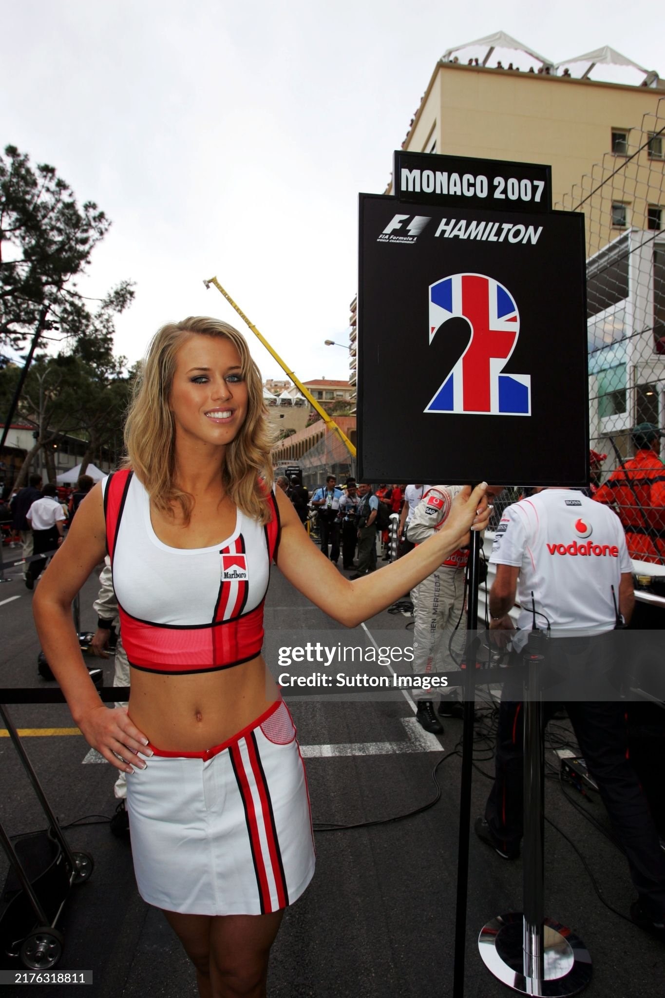 Grid girl for Lewis Hamilton, McLaren MP4-22, at the Monaco Grand Prix in Monte-Carlo, Monaco, on Sunday 27 May 2007. 