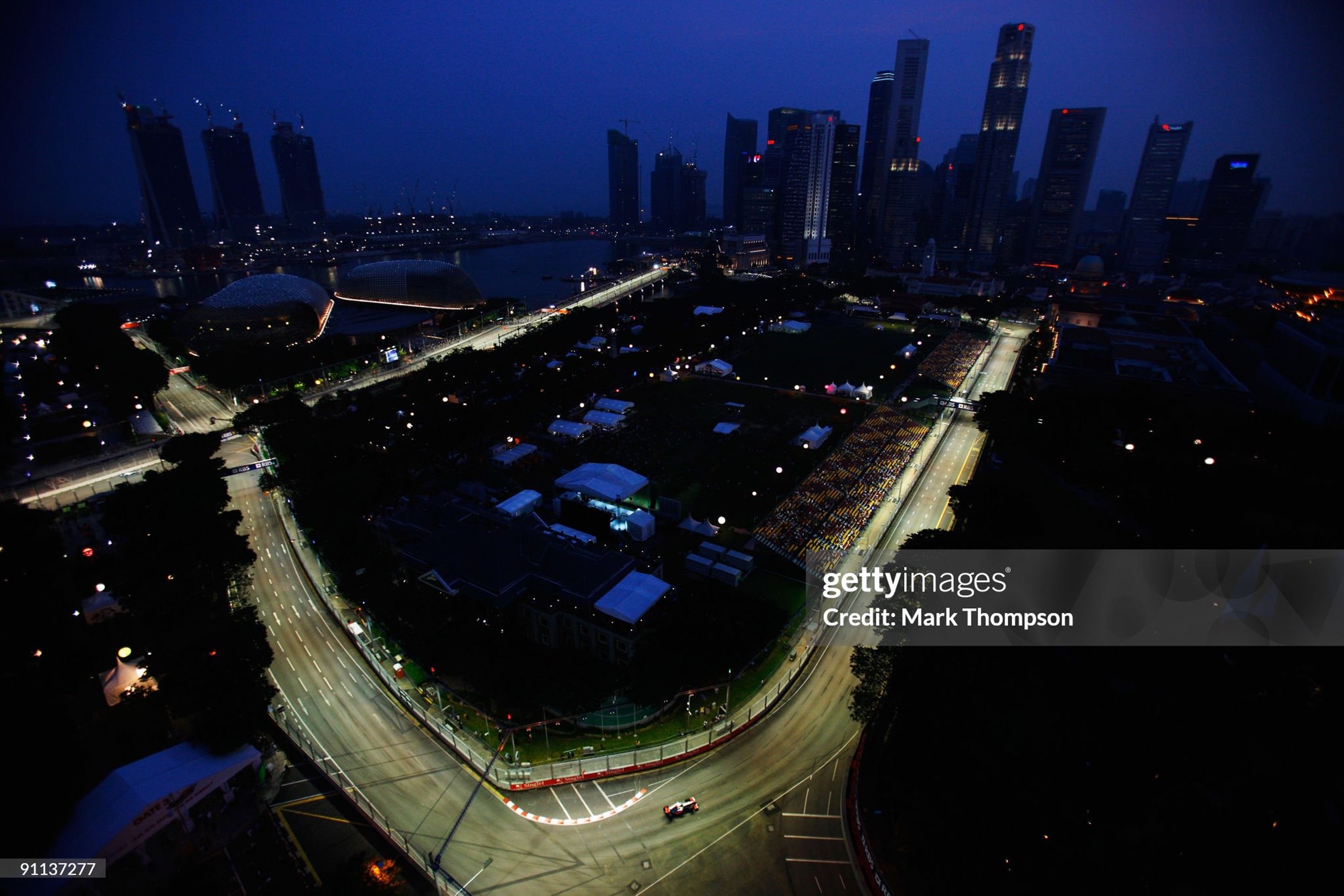 Lewis Hamilton, McLaren Mercedes, drives during practice for the Singapore Formula One Grand Prix at the Marina Bay Street Circuit on 25 September 2009.