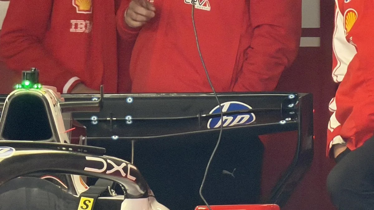 FIA inspects Ferrari's Macarena wing ahead of Miami Grand Prix.