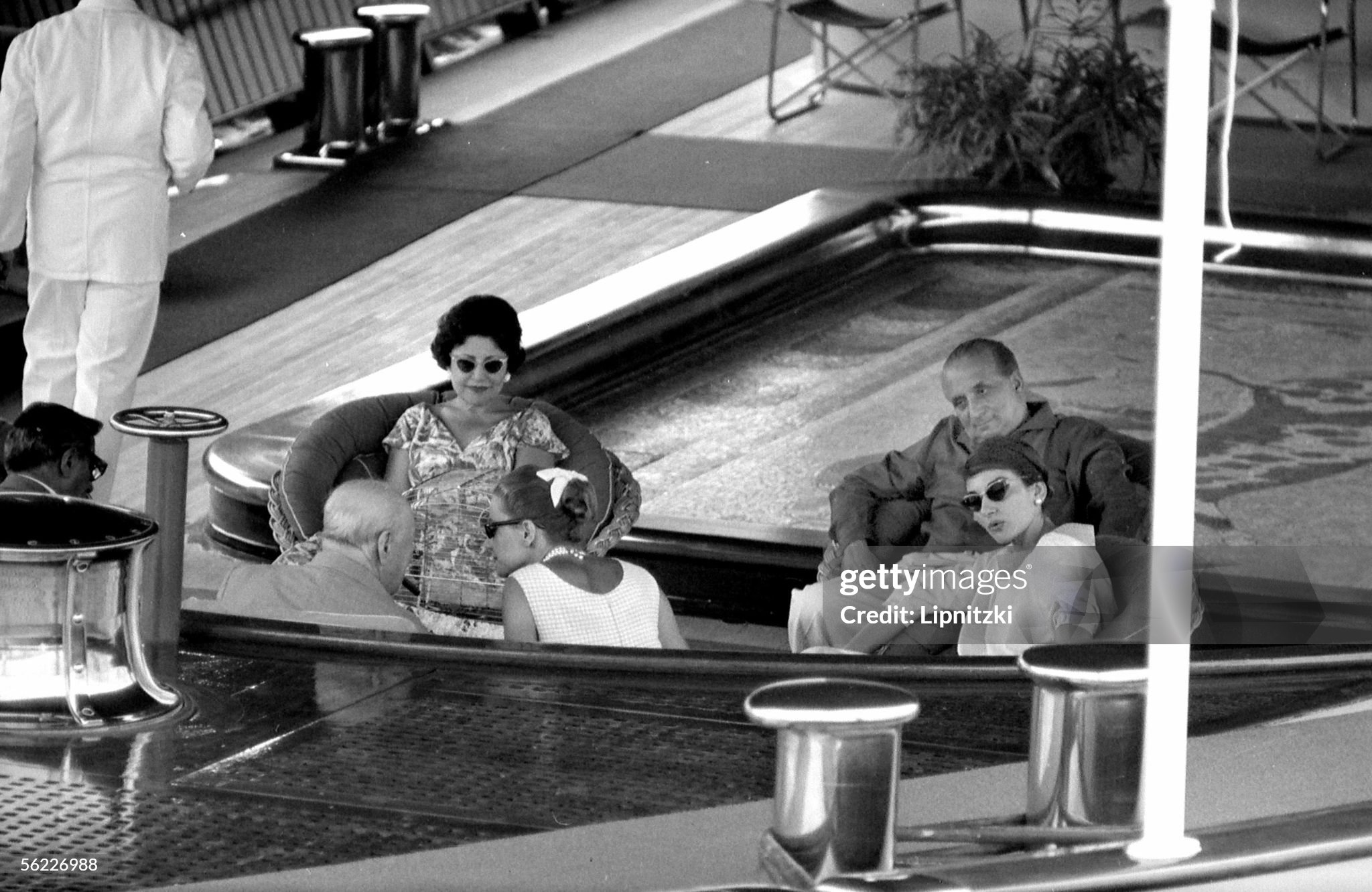 Maria Callas on board Christina O, yacht of the Greek shipping magnate Aristotle Onassis, in the port of Monaco (Principality of Monaco) on 23 July 1959. 