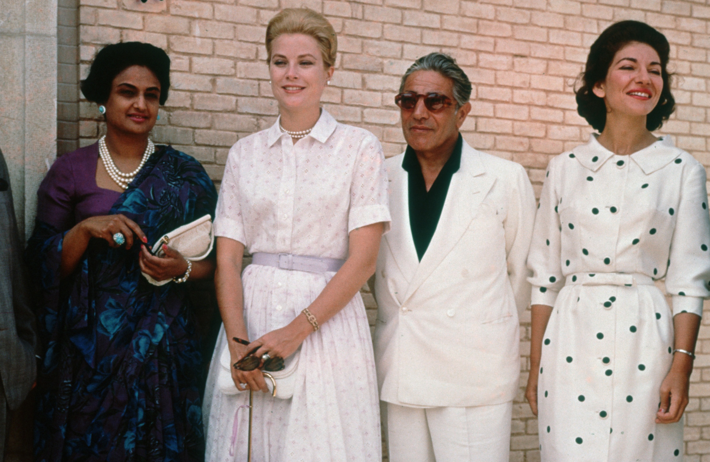 Aristotle Onassis, Maria Callas and Princess Grace of Monaco in Palma de Mallorca, Spain, on 04 April 1961.