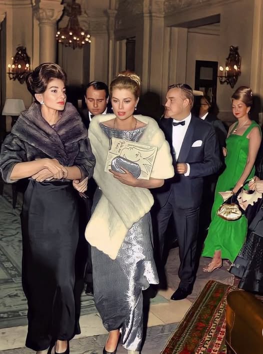 Princess Grace Kelly and her friend Maria Callas go to the theater in Monaco in 1963. 