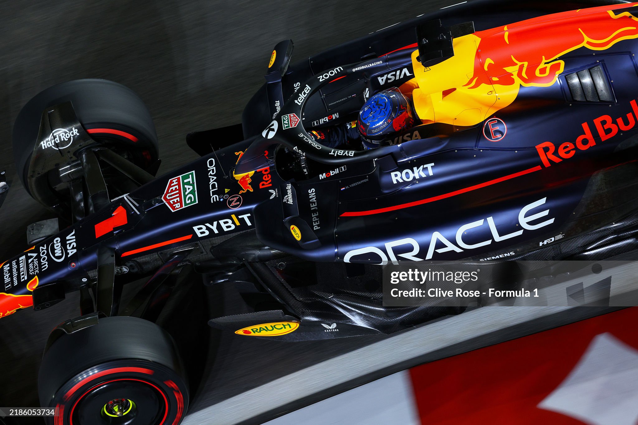 Max Verstappen driving the Red Bull RB20 on track during practice ahead of the F1 Grand Prix of Las Vegas at Las Vegas Strip Circuit on November 21, 2024.