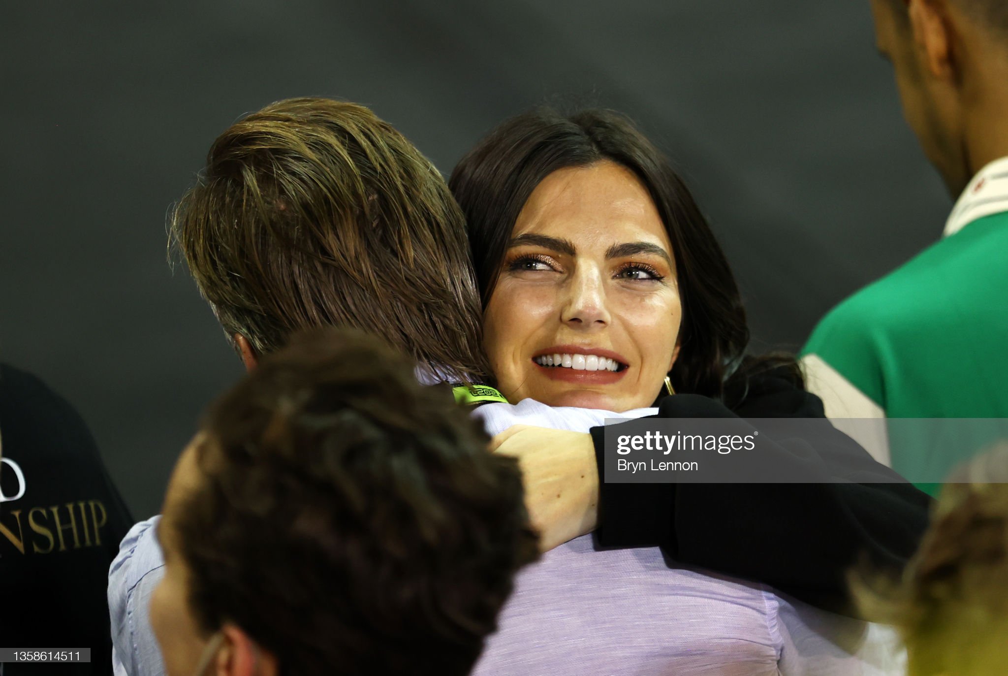 Kelly Piquet celebrates with Max Verstappen after the F1 Grand Prix of Abu Dhabi at Yas Marina Circuit on December 12, 2021. 