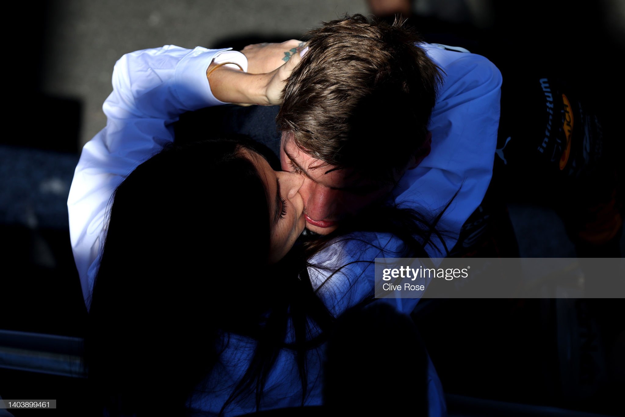 Race winner Max Verstappen celebrates with his girlfriend Kelly Piquet in parc ferme after the F1 Grand Prix of Canada at Circuit Gilles Villeneuve on June 19, 2022 in Montreal, Quebec. 