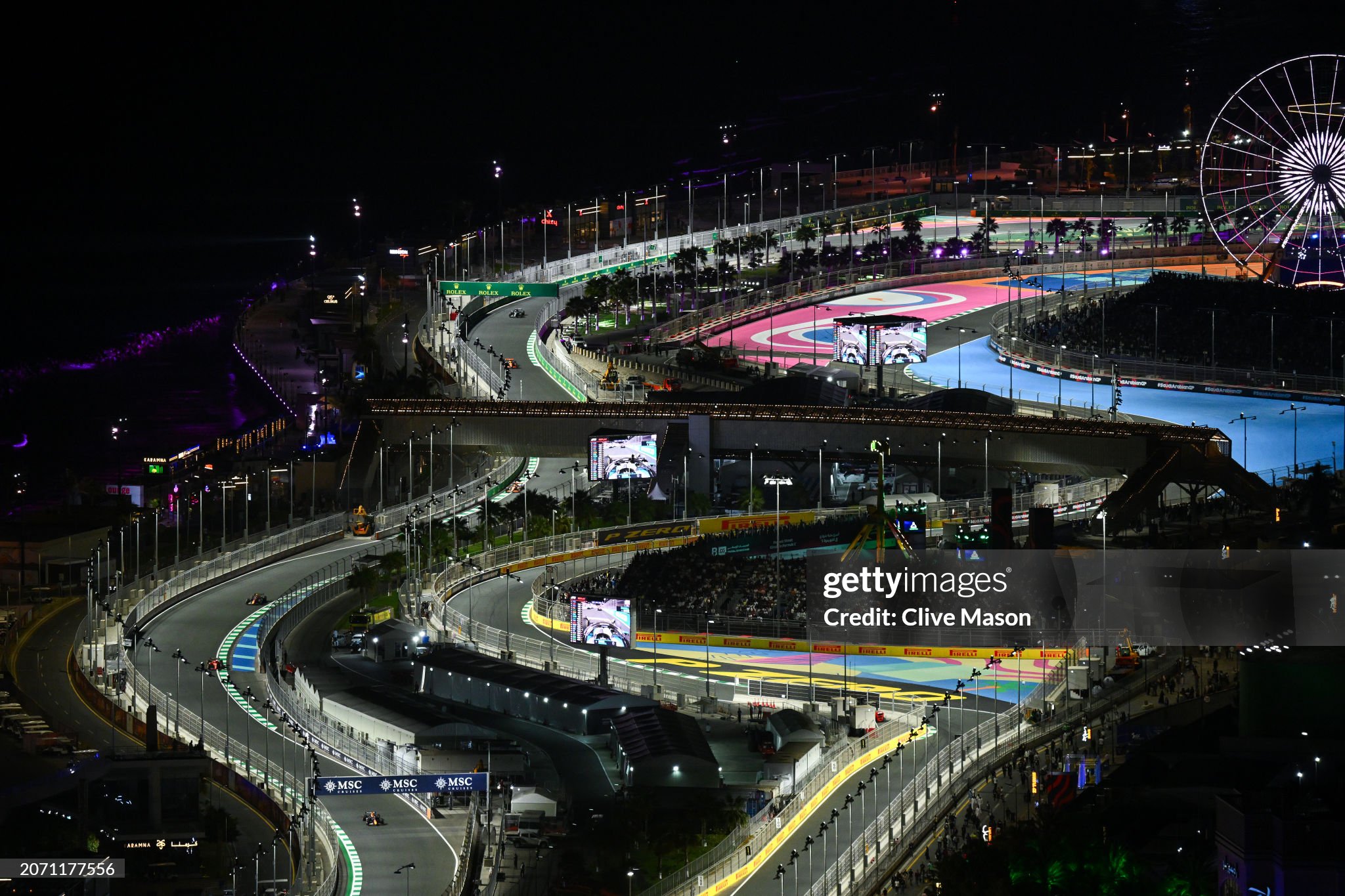 Max Verstappen leads Charles Leclerc during the F1 Grand Prix of Saudi Arabia at Jeddah Corniche Circuit on March 09, 2024. 