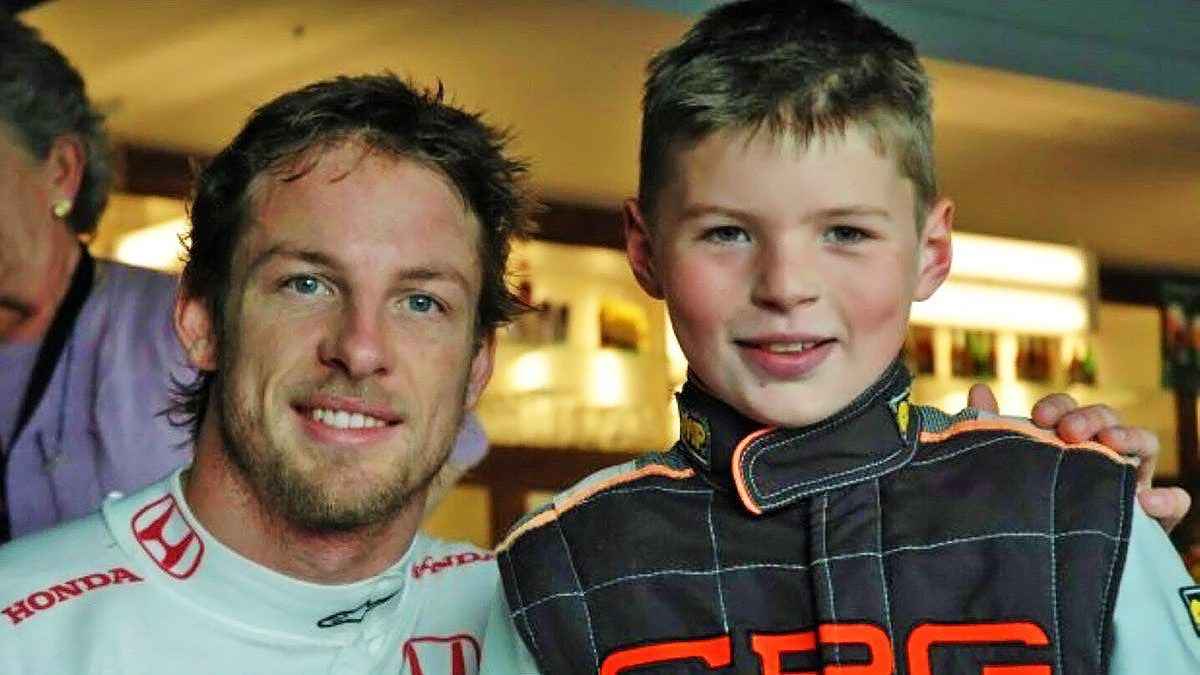 Jenson Button with a young Max Verstappen.