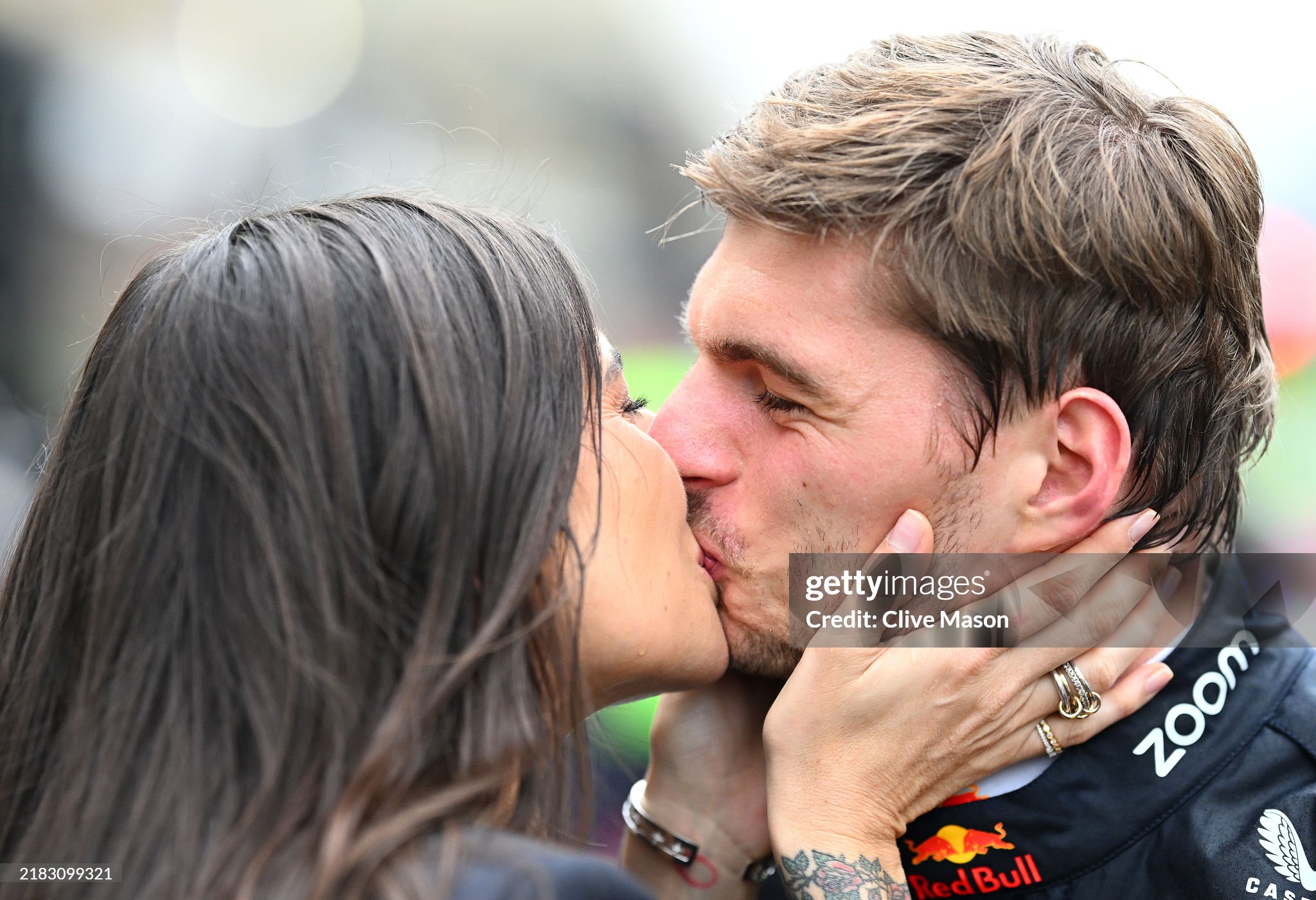 Race winner Max Verstappen celebrates with Kelly Piquet in parc ferme after the F1 Grand Prix of Brazil at Autodromo Jose Carlos Pace on 03 November 2024 in Sao Paulo, Brazil. 