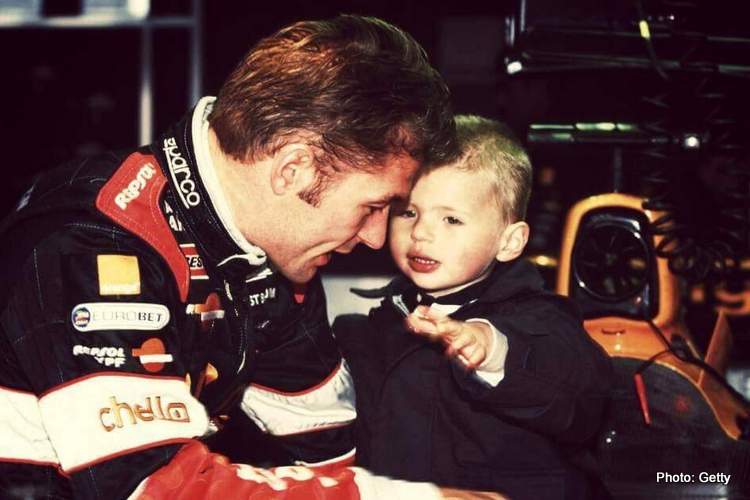 Max Verstappen, aged two years and eight months, at the 2000 European Grand Prix at the Nurburgring, where father Jos finished 13th.