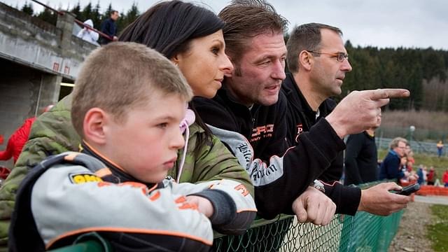 A young Max Verstappen at the kart track with his mother Sophie Kumpen and father Jos Verstappen.