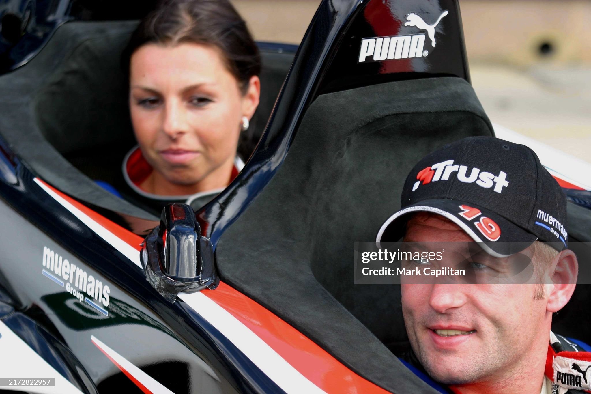 Sophie Verstappen with husband Jos during Thunder at the Rock at the Rockingham Motor Speedway in Corby, England, on 29-31 August 2003. 