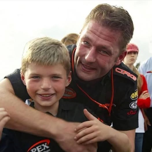 A young Max Verstappen with his dad Jos 'the boss' Verstappen.