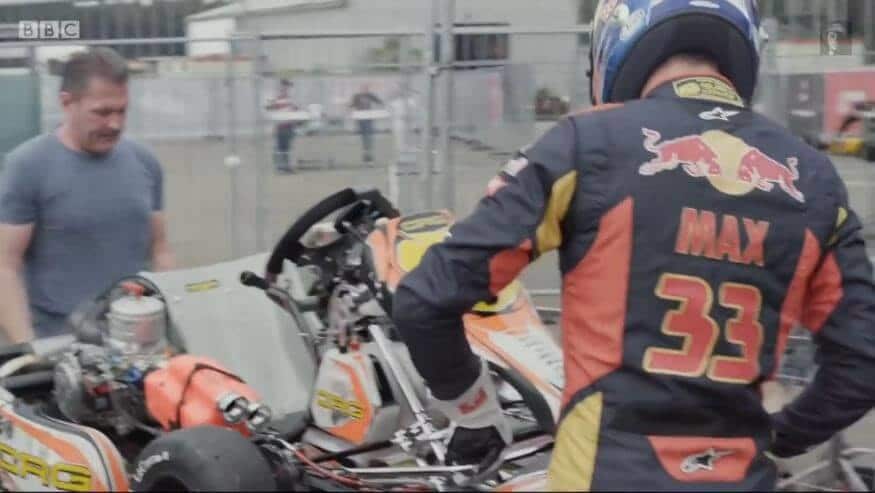 Jos and Max Verstappen with a kart.