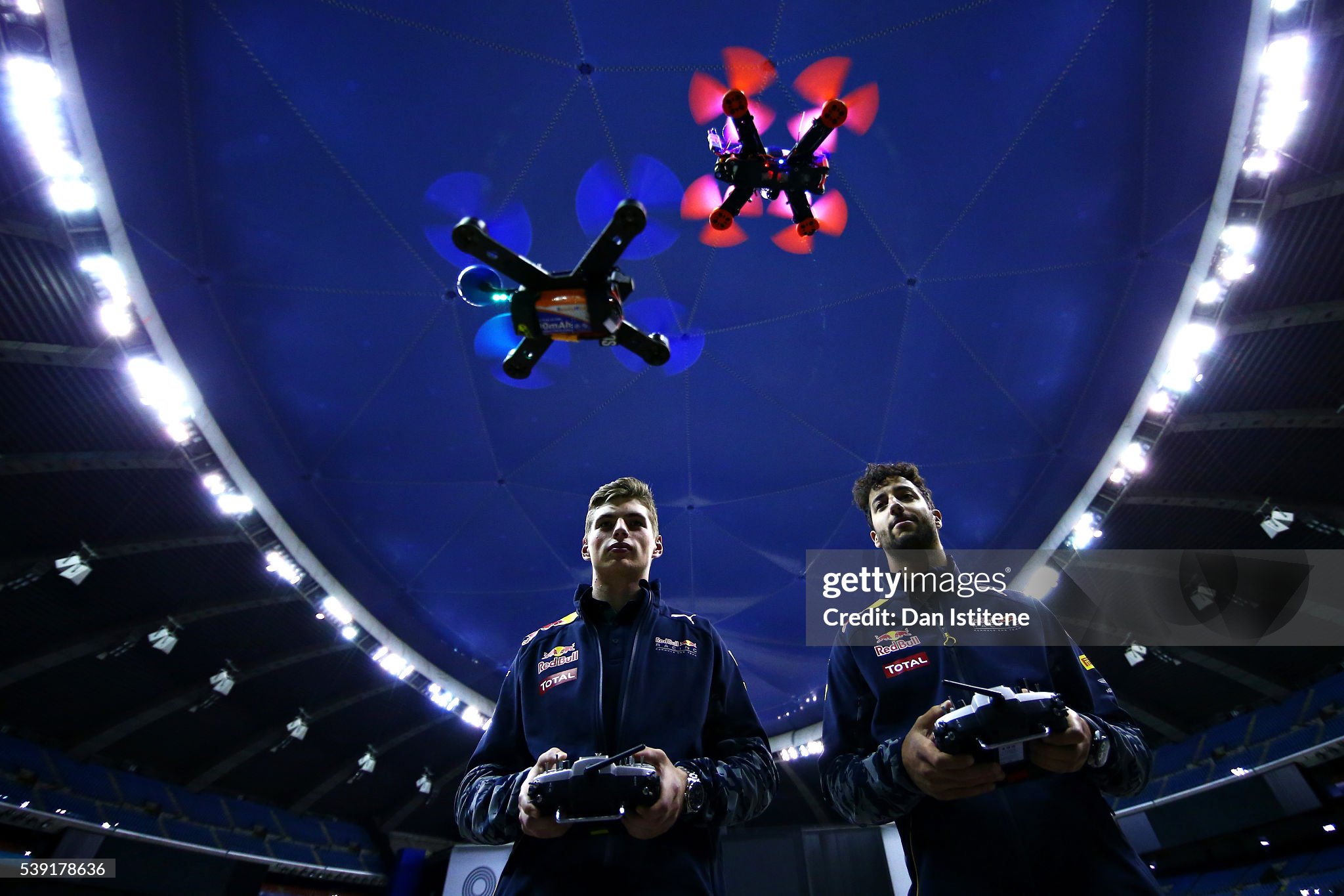 Daniel Ricciardo, Red Bull and Max Verstappen, Red Bull, race drones during previews of the Canadian Formula One Grand Prix at Circuit Gilles Villeneuve on 08 June 2016 in Montreal, Canada. 