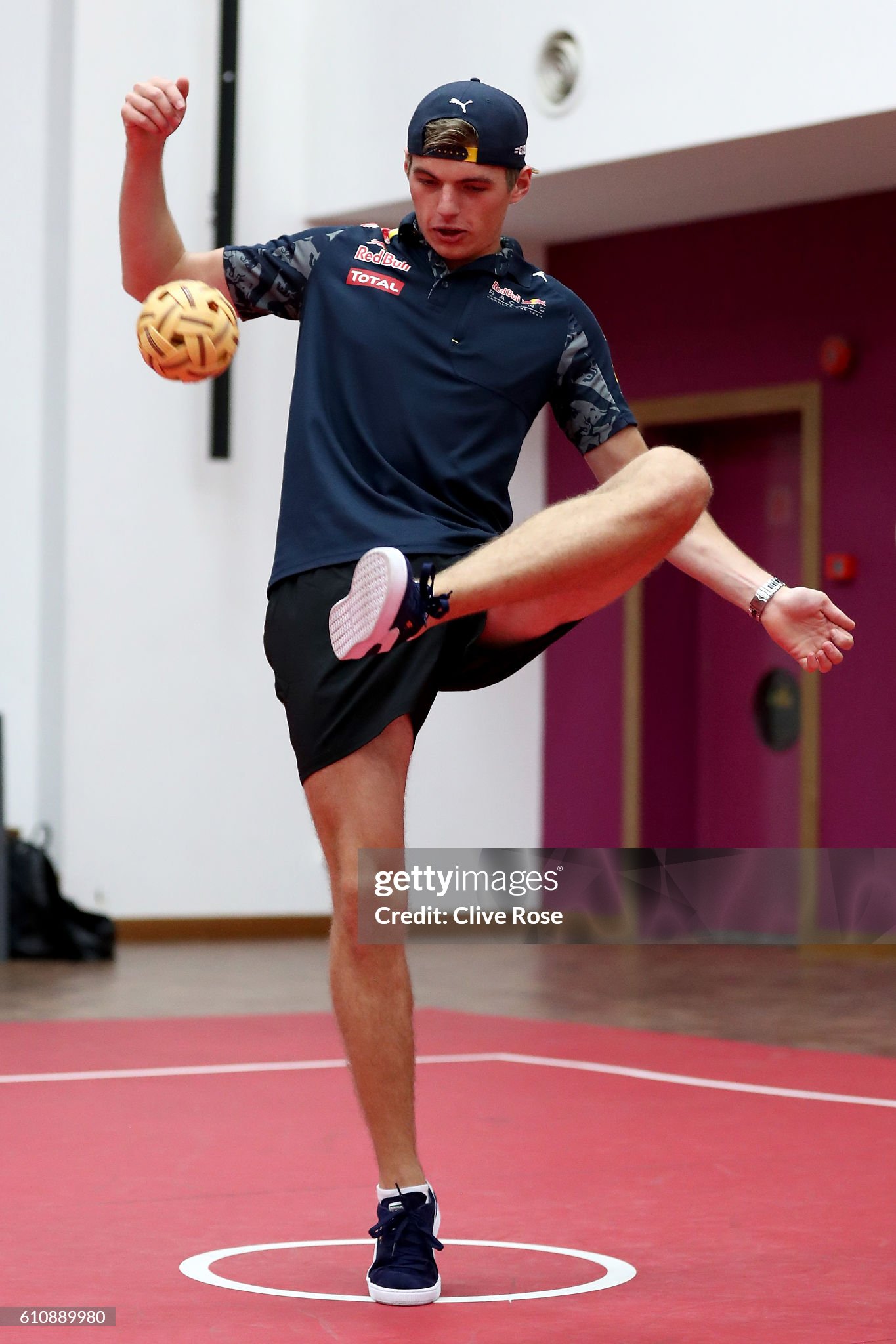 Max Verstappen plays Malaysian sport sepak takraw at the iM4U Sentral in Puchong during previews for the Malaysia Formula One Grand Prix at Sepang Circuit on 28 September 2016 in Kuala Lumpur, Malaysia. 