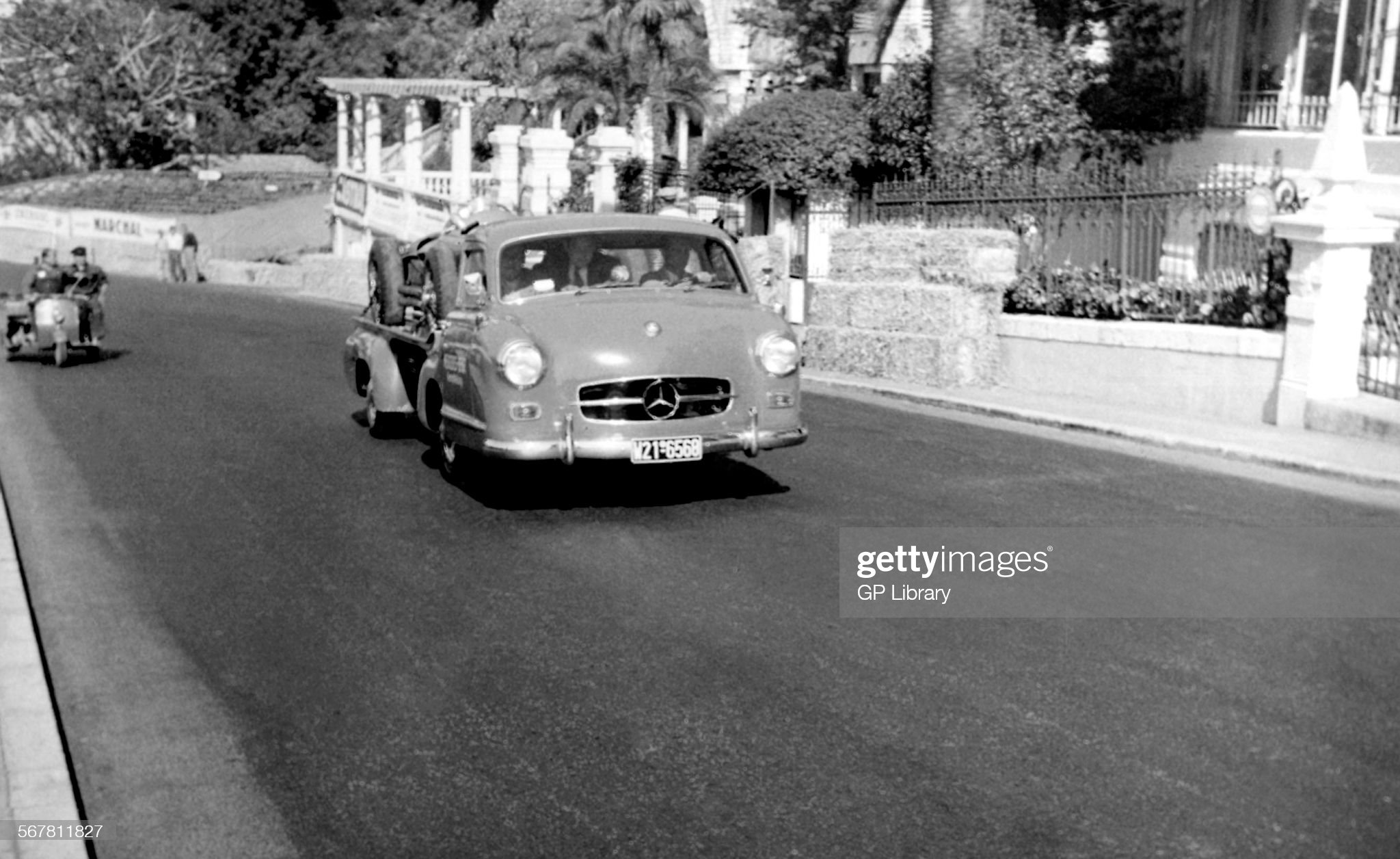 A Mercedes truck at the 1955 Monaco Grand Prix.