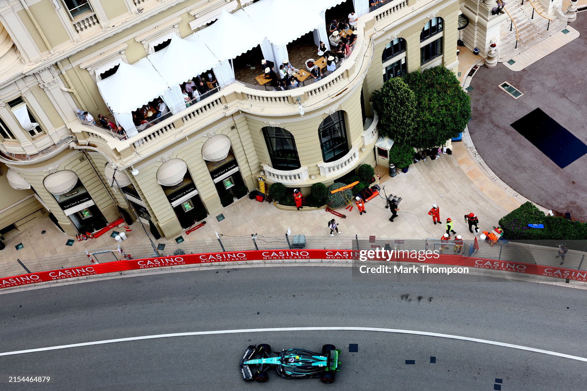 Fernando Alonso of Spain driving the Aston Martin AMR24 Mercedes on track during practice ahead of the F1 Grand Prix of Monaco on May 24, 2024.