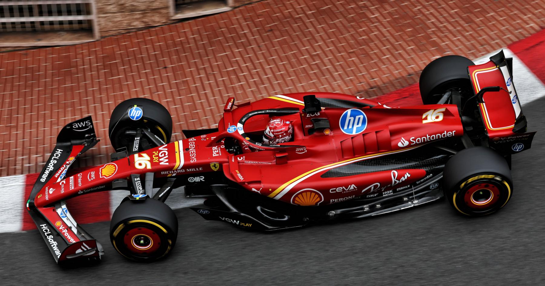 Charles Leclerc driving the Ferrari SF-24 on track during practice ahead of the F1 Grand Prix of Monaco on May 24, 2024 in Monte-Carlo, Monaco.