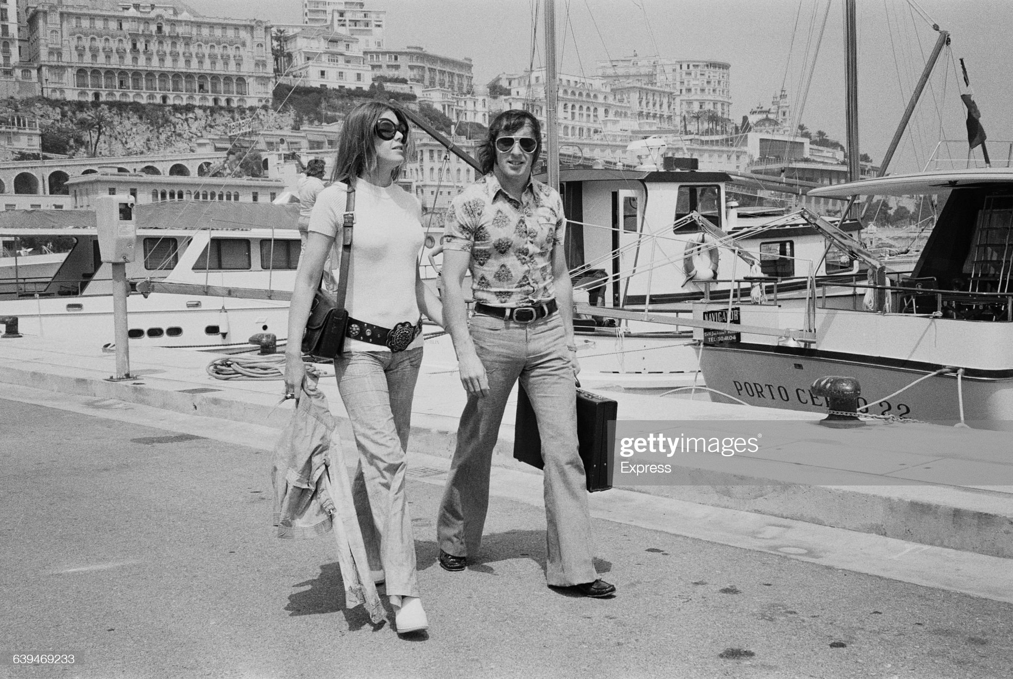 Jackie Stewart and his wife Helen in Monaco harbour, 20th May 1971. 