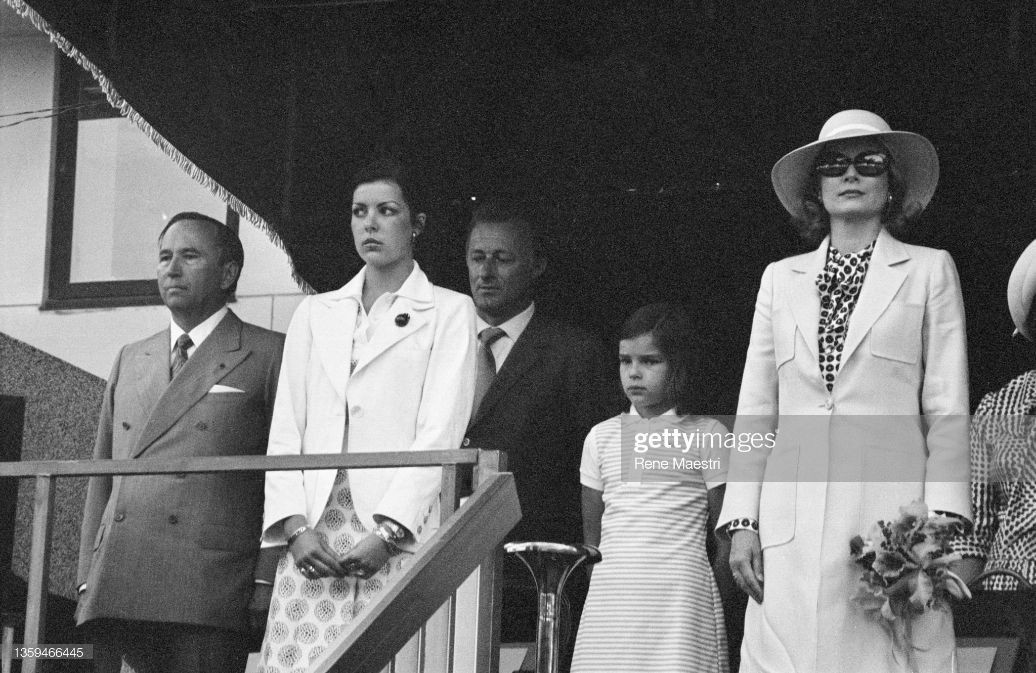 Princess Grace of Monaco with her two daughters, Princess Caroline and Princess Stephanie at the Monte-Carlo Grand Prix on May 26, 1974.