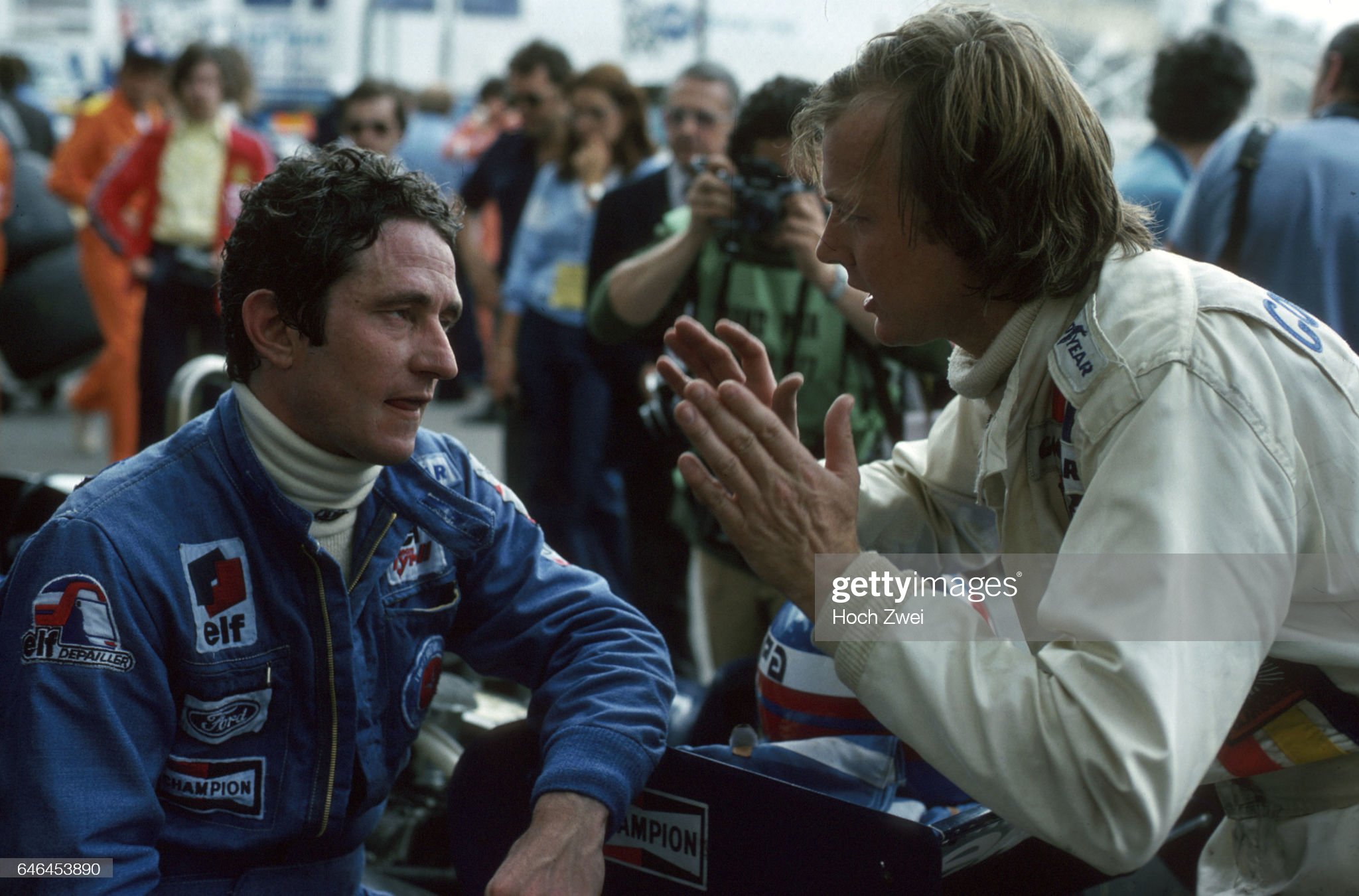 Patrick Depailler with Ronnie Peterson at the Monaco Grand Prix on 25.05.1977. 