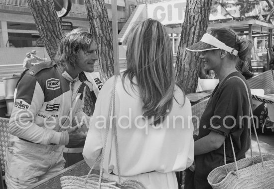 Monaco Grand Prix 1978. James Hunt as well as being a favourite with the race fans, is also a great favourite of the girls.