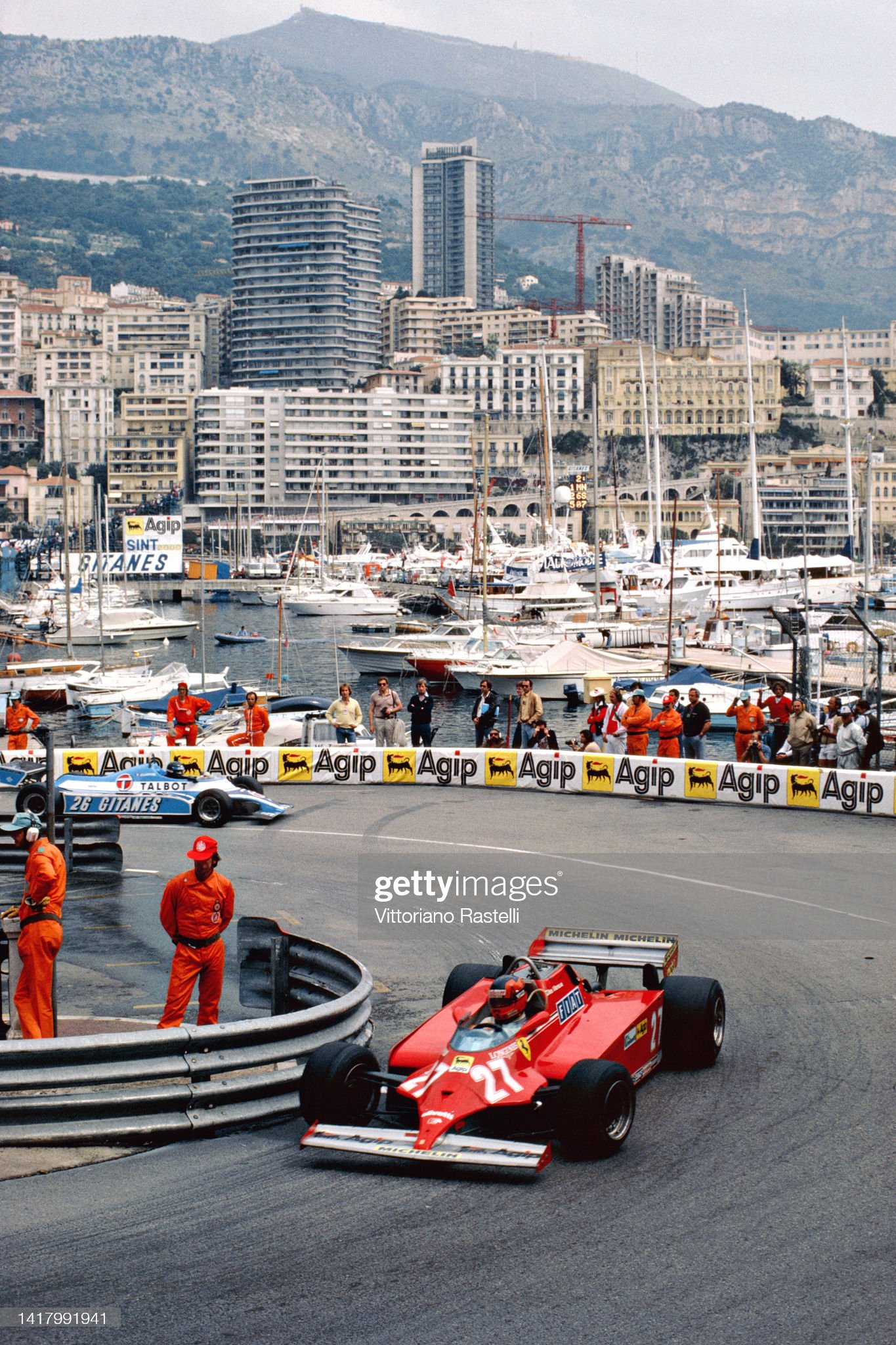 Gilles Villeneuve on his way to victory in a Ferrari during the Monaco Grand Prix on June 01.1981.