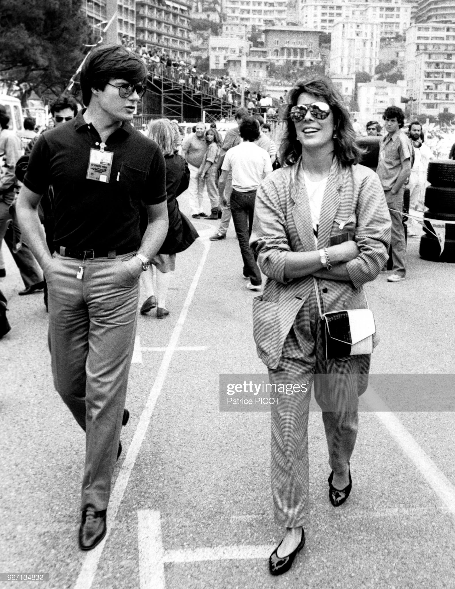 Caroline of Monaco and Roberto Rossellini at the Monaco Grand Prix on May 16, 1983. 