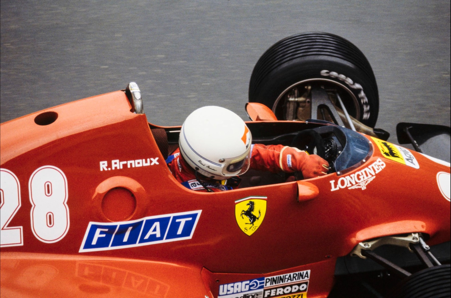 René Arnoux, Ferrari 126 C2B Turbo, at Monaco in 1983. 