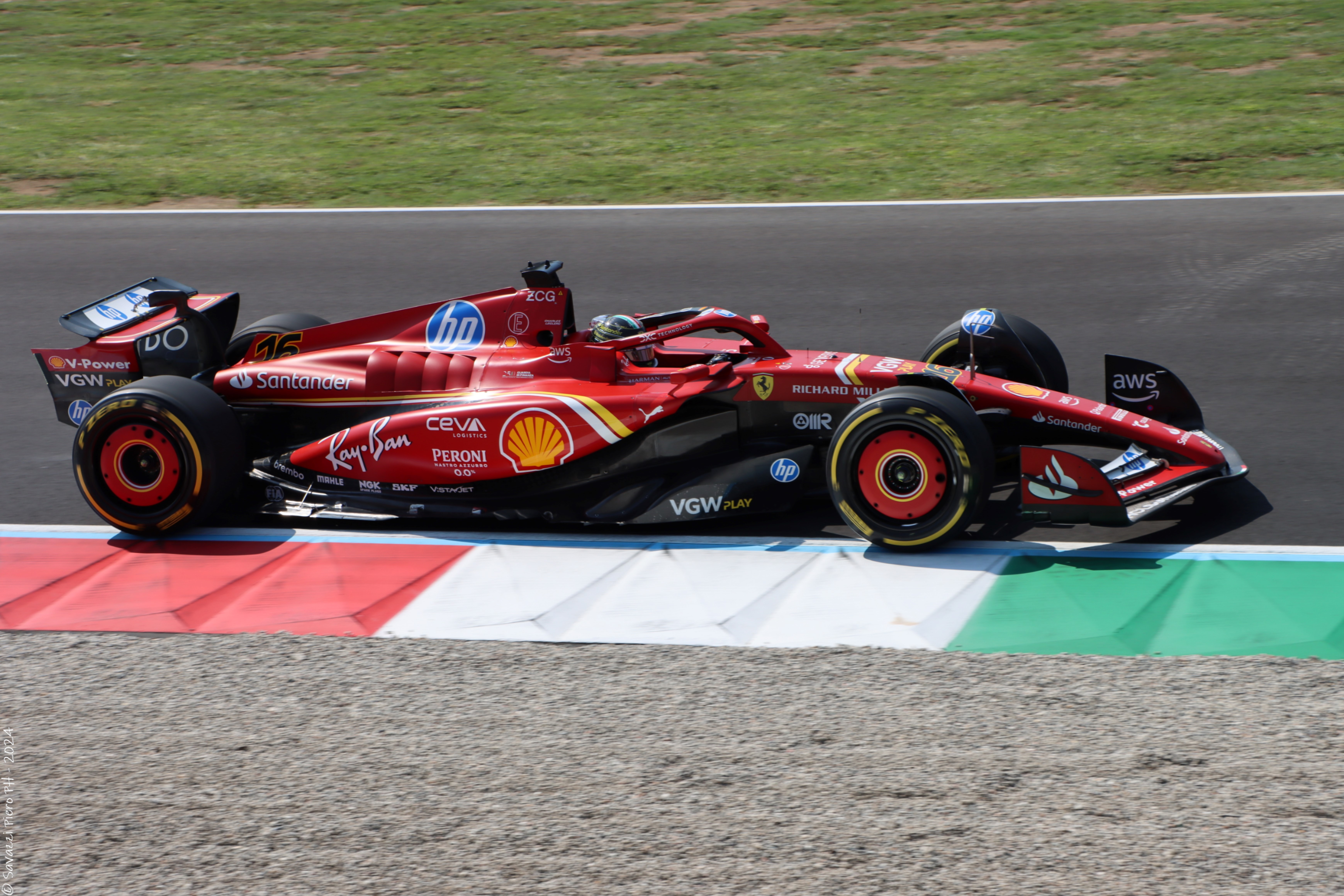 Charles Leclerc in action with his Ferrari. 