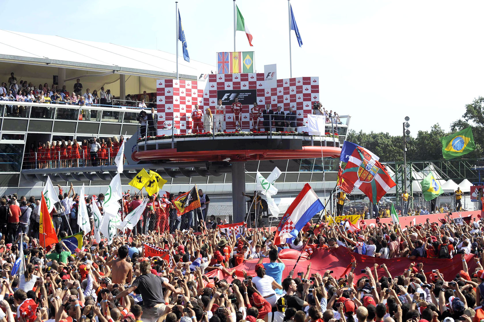 The podium at Monza in 2010.