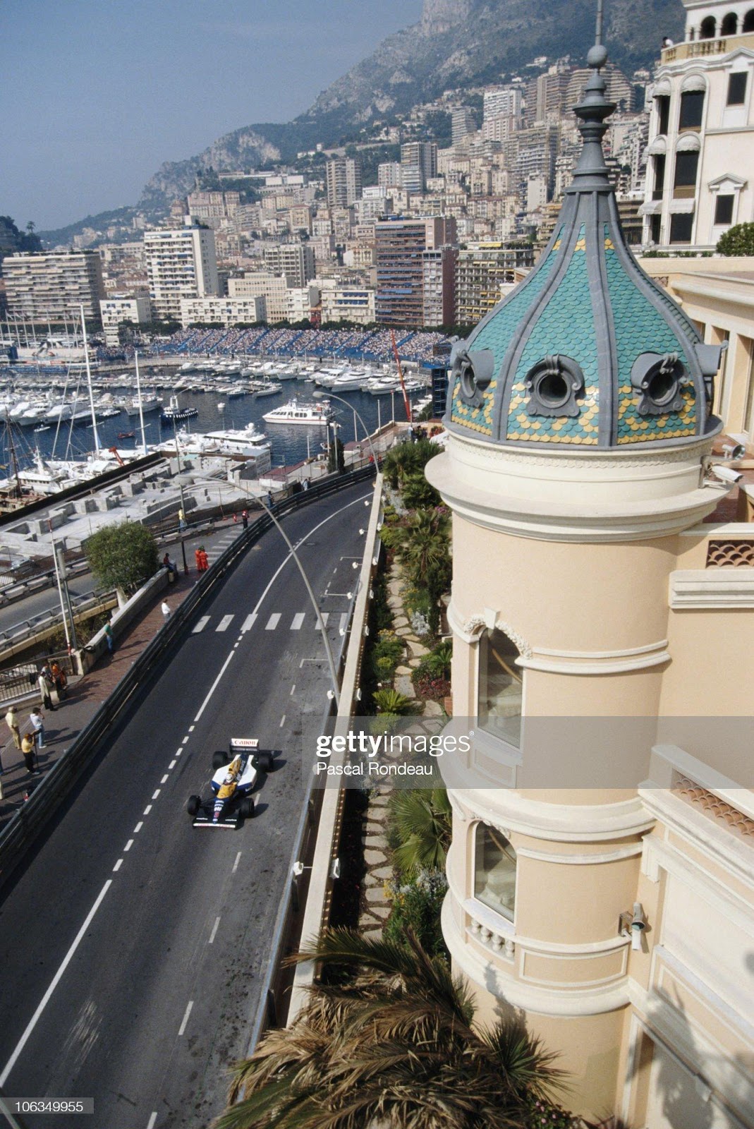 Nigel Mansell drives the n.5 Canon Williams Renault Williams FW14B Renault 3.5 V10 during the Grand Prix of Monaco on 31st May 1992 on the streets of the Principality of Monaco in Monte Carlo, Monaco.