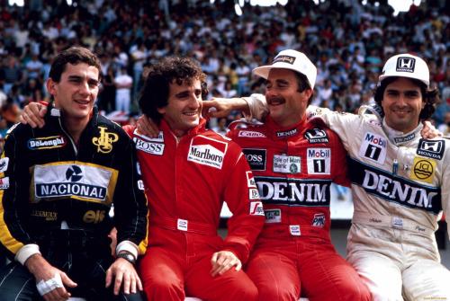 Four world champions in 1986: Ayrton Senna, Alain Prost, Nigel Mansell and Nelson Piquet.