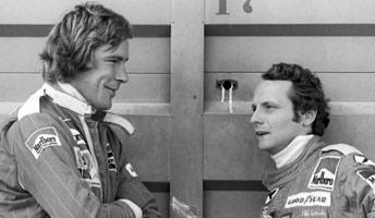 Photo of James Hunt and Niki Lauda