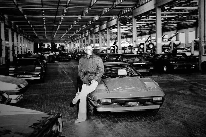 Paul Newman taking delivery of his Ferrari 308 GTB in Maranello, Italy, in 1978.