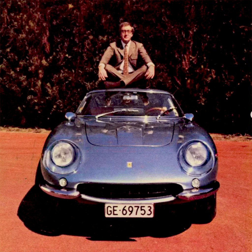 Here’s Peter Sellers with his 1967 Ferrari 275 GTB in Celeste metallic. Italian style metal underwear in Celeste Blue.