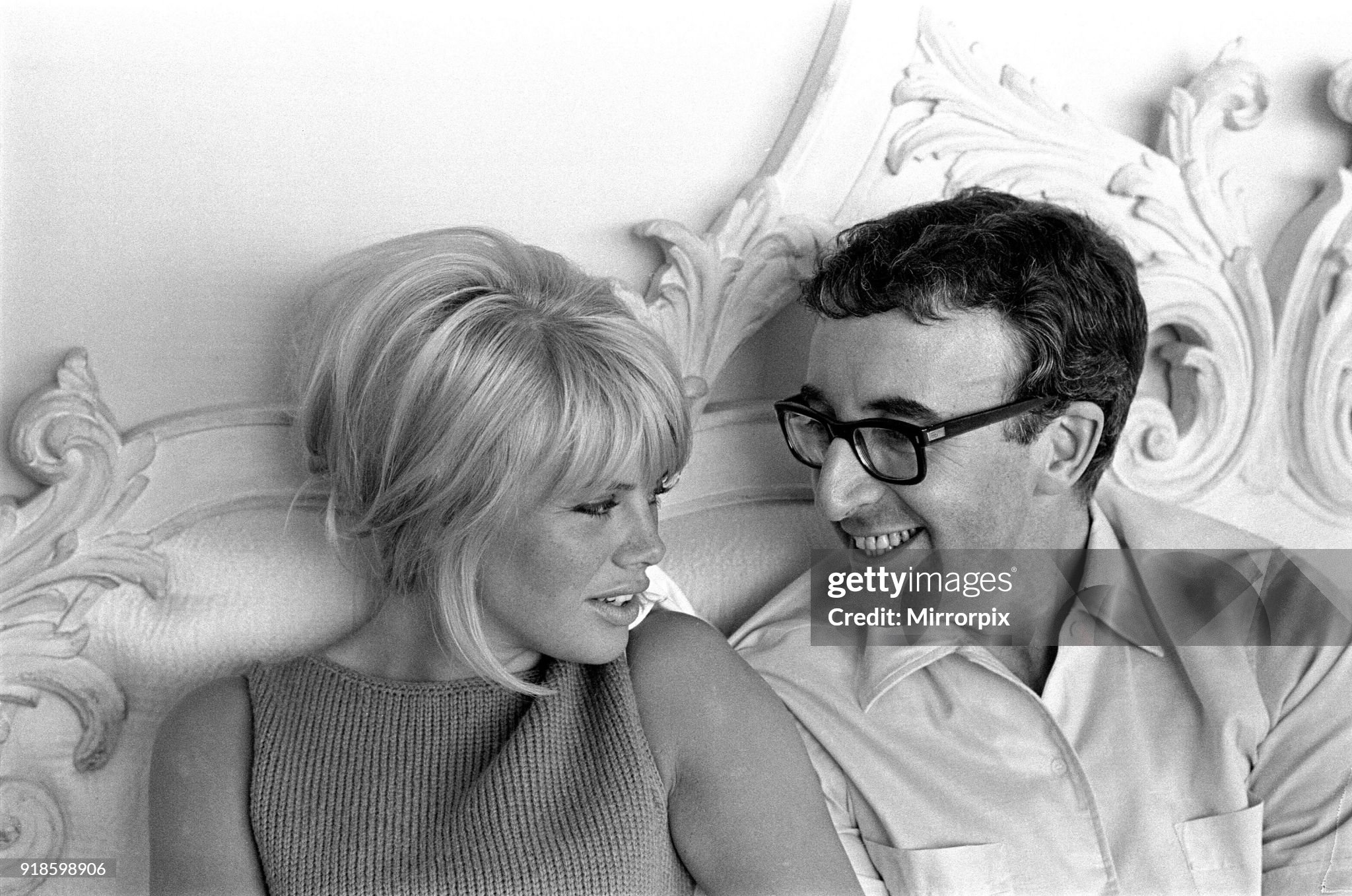 Peter Sellers and Britt Ekland on 12th May 1964, seen here spending their first quiet weekend at home since Peter's heart attack.