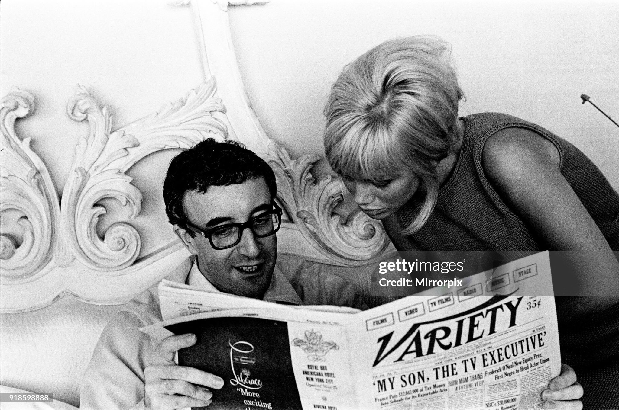Peter Sellers and Britt Ekland on 12th May 1964, seen here spending their first quiet weekend at home since Peter's heart attack.