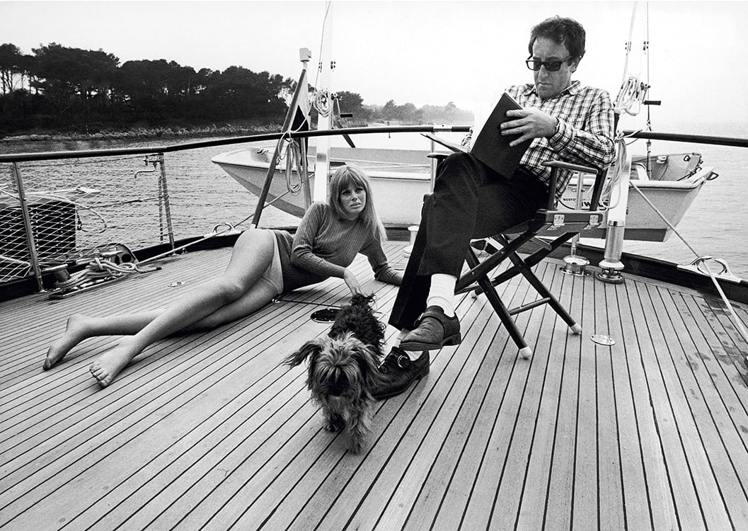Peter Sellers with Britt Ekland aboard his yacht in 1967.